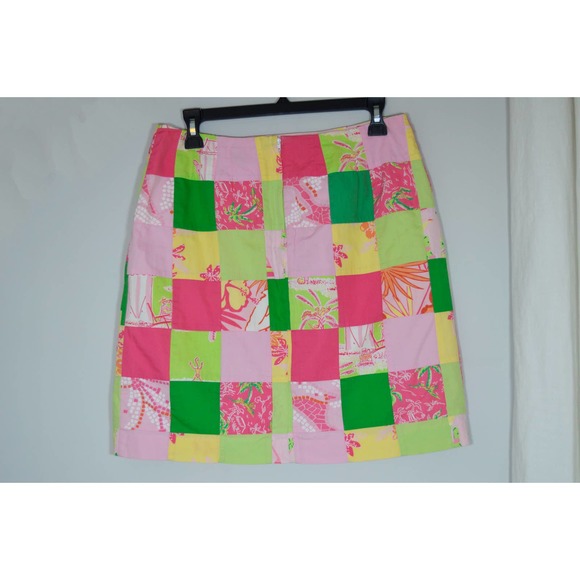 Vintage Lilly Pulitzer patchwork mini skirt pink green size 8 - Picture 3 of 4